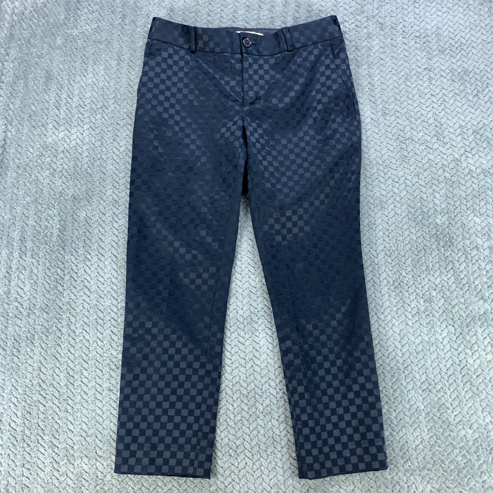 Banana Republic Hampton Pant Womens 4 True Navy Checkered Dress Pants 950098-00